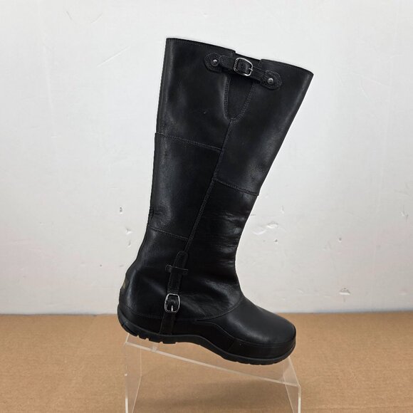 The North Face Camryn Boots Tall Waterproof Leather Flat Black Women Size 7 - Picture 1 of 15